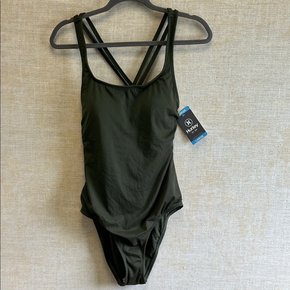 NWT Hurley Women's Olive One-Piece Swimsuit